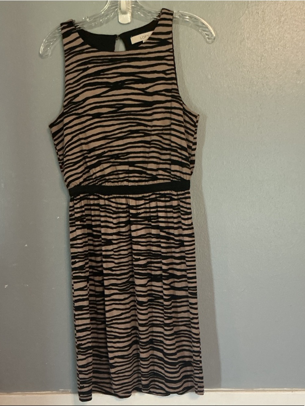 Ann Taylor LOFT Womens Sleeveless Zebra Print Elastic Waist Dress Sz S